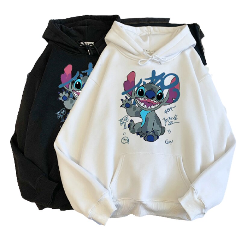 Áo Hoodie Tay Dài In Hình Thiên Thần Disney Stitch Đáng Yêu