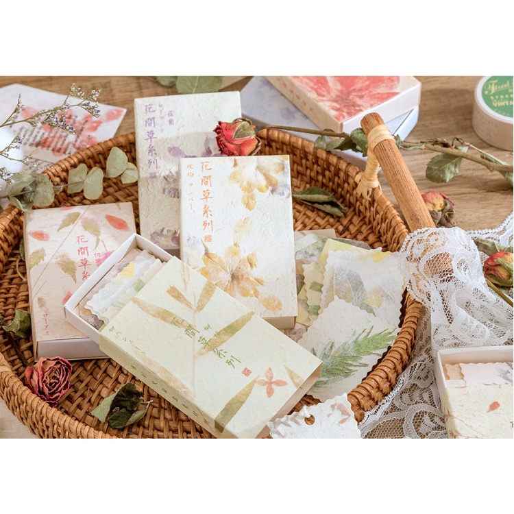 Hộp giấy nền hoa cỏ xinh xắn