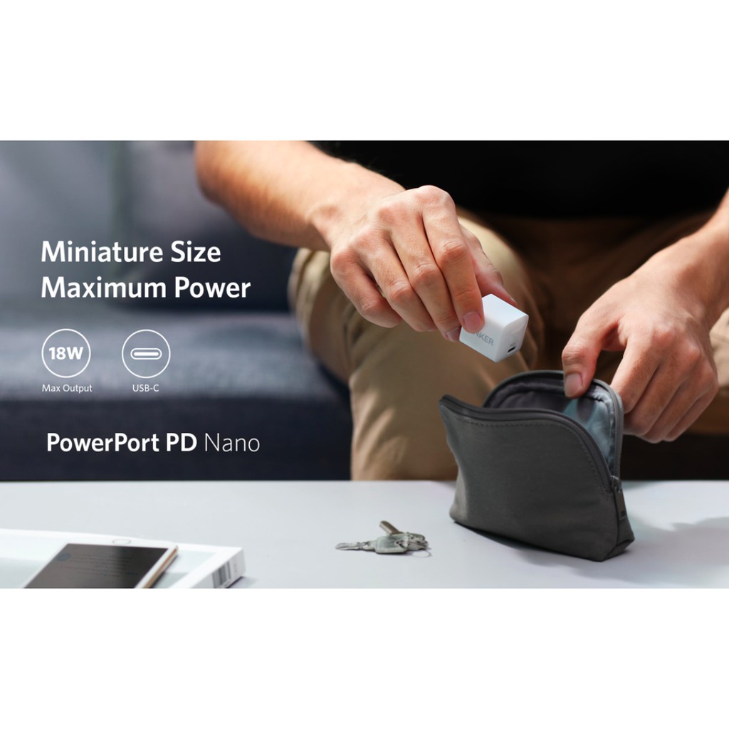 Cốc Sạc ANKER PowerPort PD Nano 18W 1 cổng USB-C PD - A2716 - Cốc dành cho Iphone 11Pro/ 12/ 12pro/12promax/ 13/ 13Pro