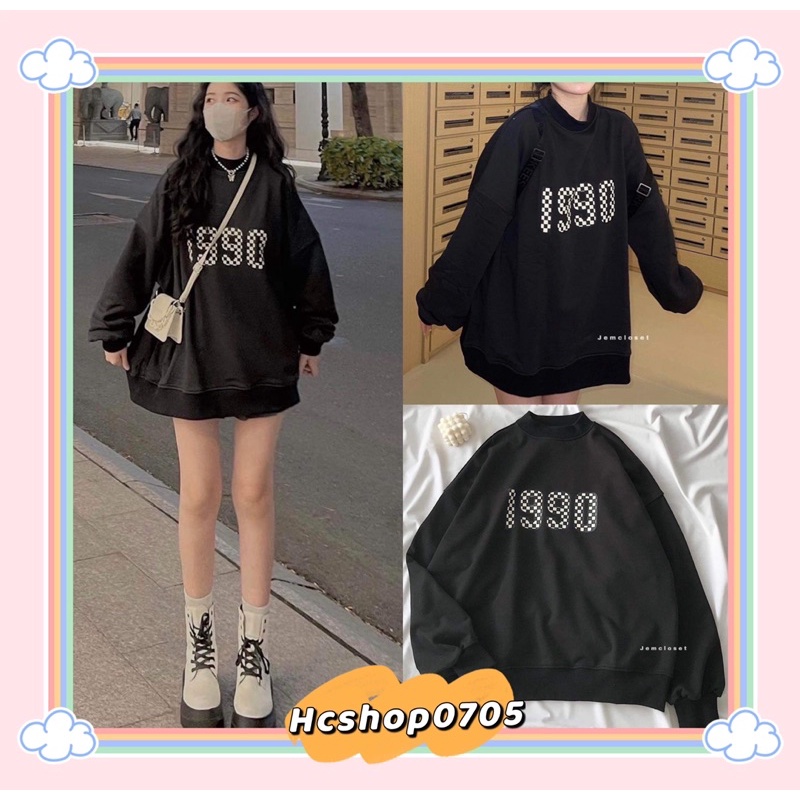 [ẢNH THẬT]Áo swt nữ, Áo nỉ nữ 1990 chất nỉ ngoại dày dặn, loại 1 phong cách uzzlang