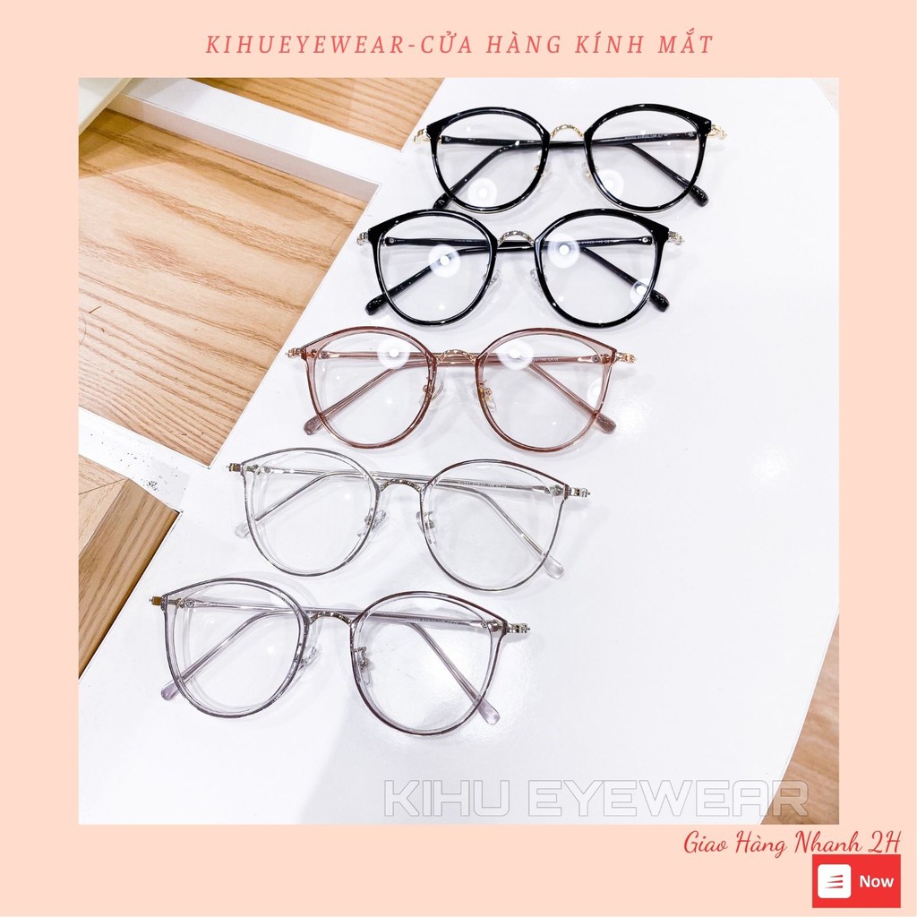 Gọng kính cận cao cấp thời trang cắt, lọc tia ánh sáng xanh dáng bầu tròn - 2053