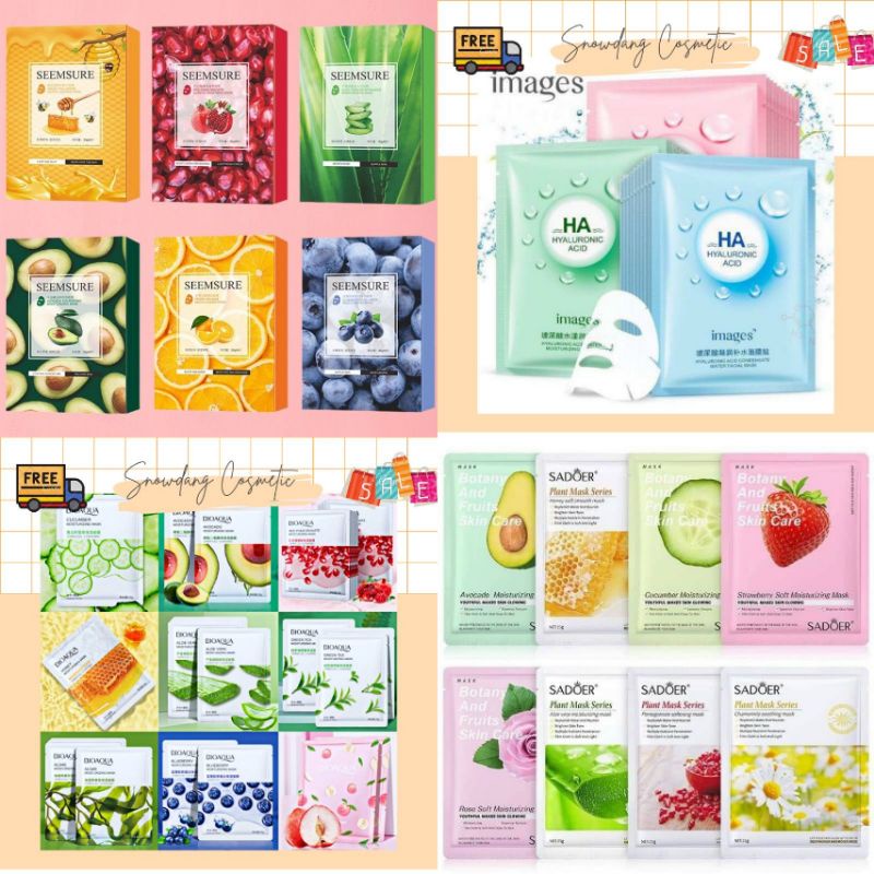 Sét 50 miếng mặt nạ nội địa trung dưỡng trắng, cấp ẩm, dưỡng da, se khít lỗ chân lông