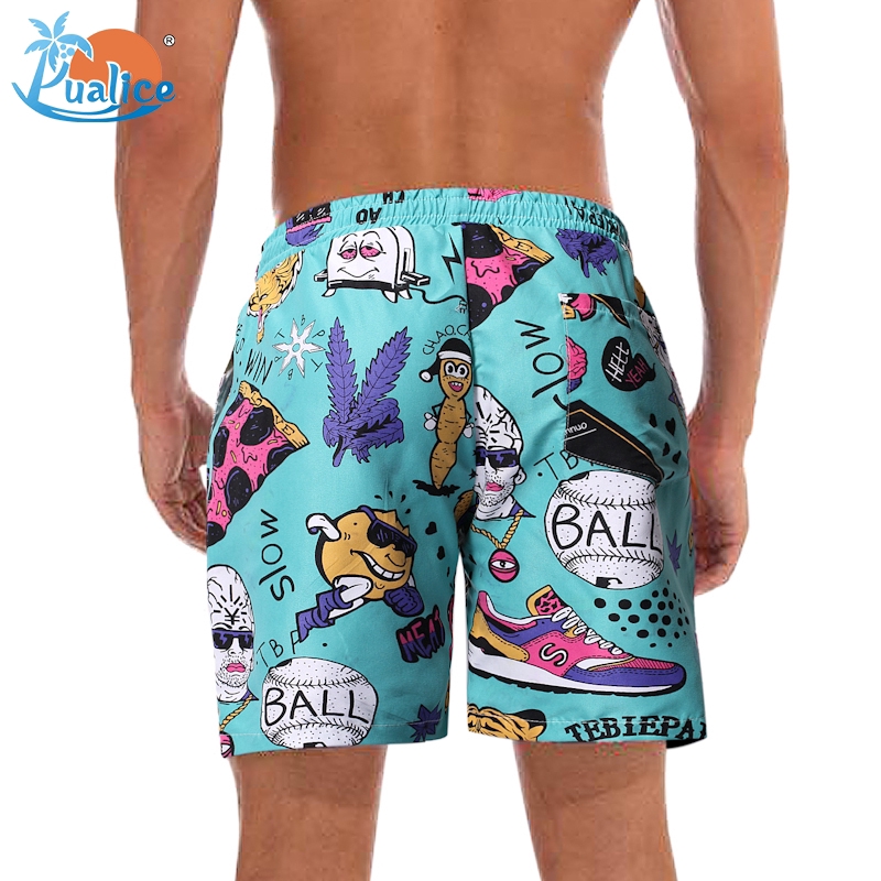 Men's Beach Pants Summer Casual Hawaiian Print Five-point Pants Straight Shorts