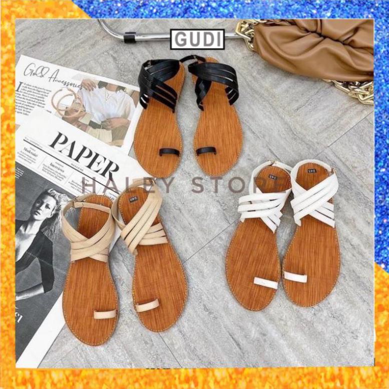 Giày Sandal nữ đế bệt chiến binh xỏ ngón dây mảnh quai chéo hot mùa hè 2021 đi biển đi chơi đi học  HALEY STORE