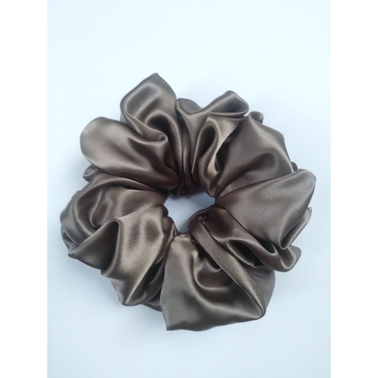 Chun buộc tóc scrunchie lụa Màu Bạc