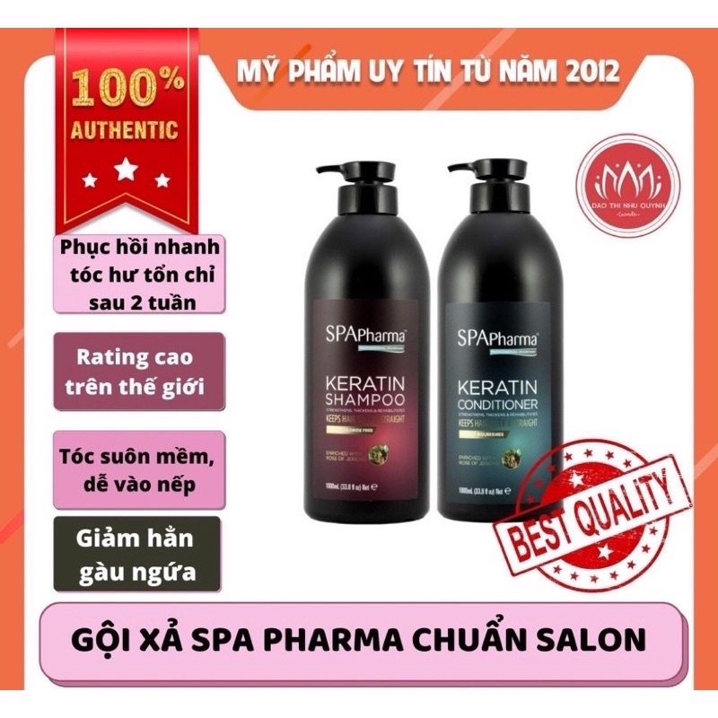 [Hàng cao cấp Spa] Set Dầu Gội Xả Siêu Phục Hồi Tóc Spa Pharma Keratin Chuẩn Salon 1000mlx2