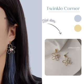 Bông tai bạc 925 Hàn Quốc bông hoa xoắn, cá tính, phù hợp chụp ảnh Twinkle Corner Accessories