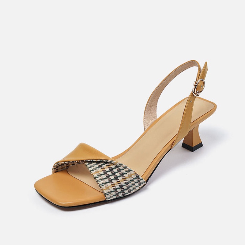 IELGY Giày quai hậu mũi vuông màu sắc retro dễ phối đồ dành cho nữ