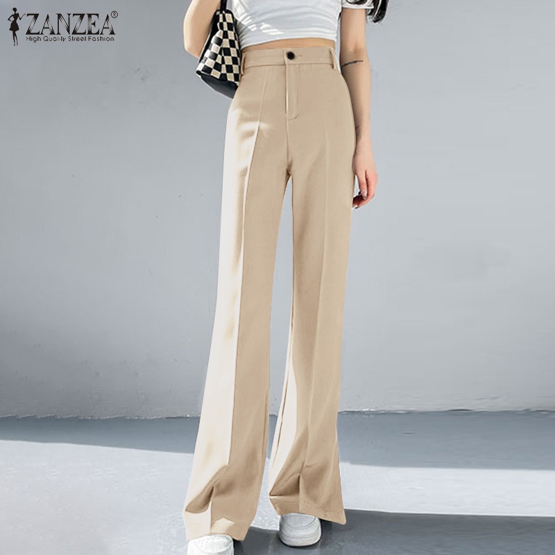 Quần dài ZANZEA xẻ tà phong cách Hàn Quốc trẻ trung tùy chọn màu sắc dành cho nữ