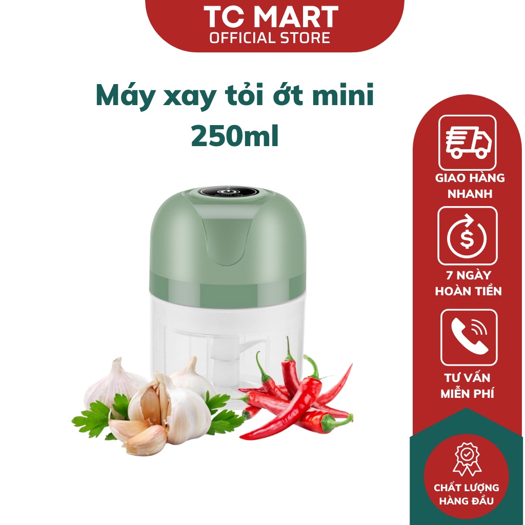 Máy Xay Mini Cầm Tay Dung Tích 250ml, Xay Tỏi Ớt Không Dây Sạc USB Tiện Lợi Mẫu Mới