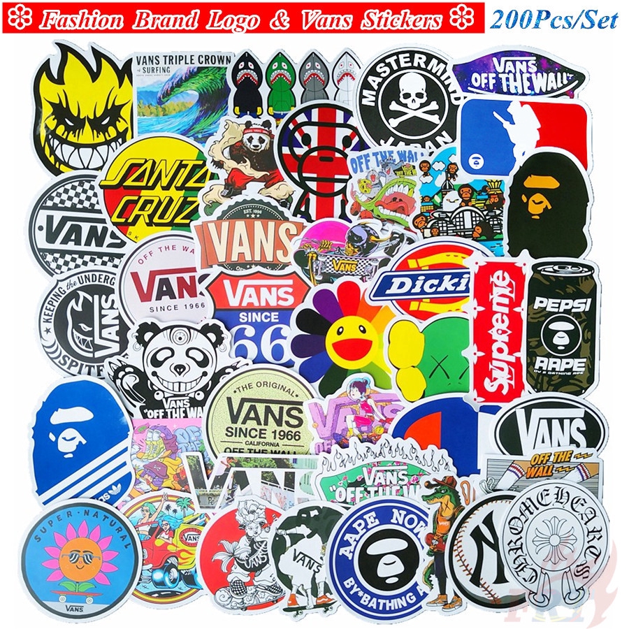 Set 200 Miếng Dán Logo &amp; Vans Trang Trí Đa Năng