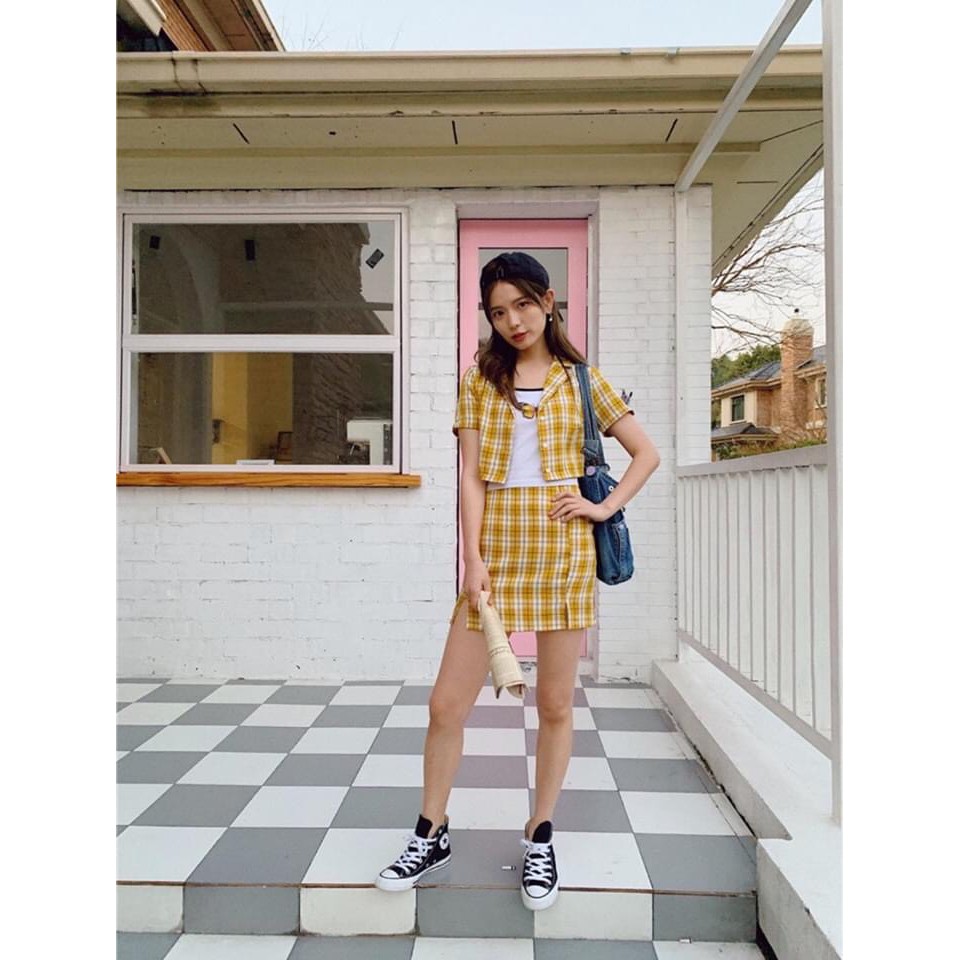 Chân Váy Kẻ Ulzzang Nhiều Màu Ngắn Xẻ Đùi | BigBuy360 - bigbuy360.vn