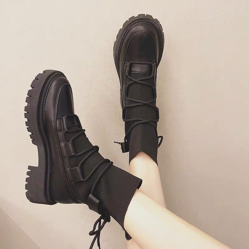 (Hàng có sẵn) Bốt lửng buộc dây cổ len da mềm BIG SIZE 35-42
