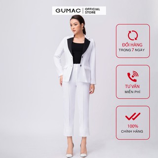 Quần tây nữ lỡ ống đứng GUMAC màu trắng thanh lịch sang trọng QA10217