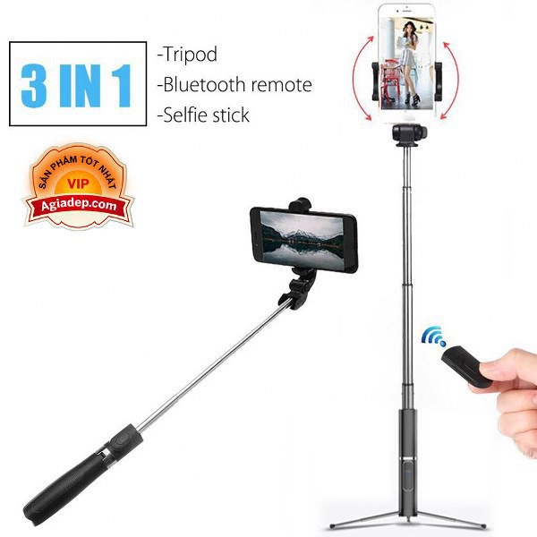 Gậy tự sướng bluetooth Selfie Tripod dài 90cm - Kèm nút chụp ảnh không dây từ xa chuyên nghiệp cho Streamer Live stream