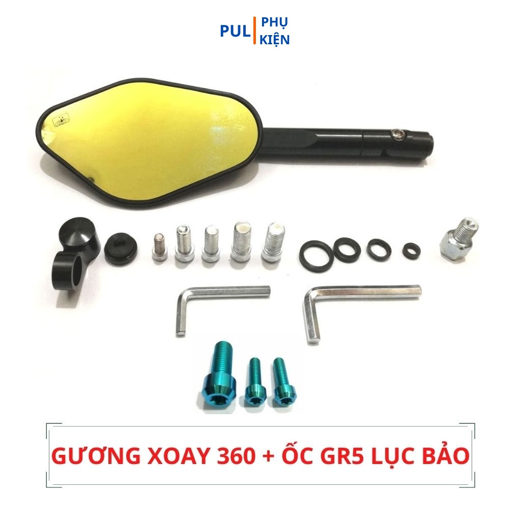 Gương xe máy thời trang mini Rizoma Elisse màu cán xoay 360 kèm ốc GR5 cao cấp cho xe Wave Airblade AB SH SH Mode...