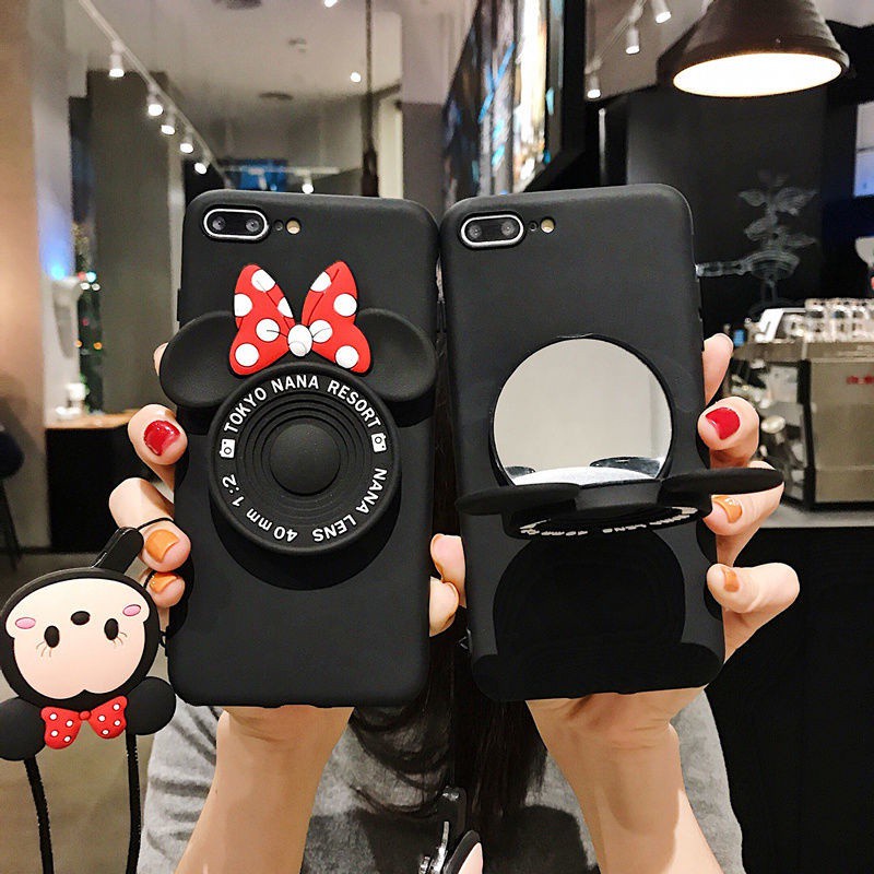 Mobile Phone Case With Mirror Suitable For IPhone 11 12 12promax Cute Cartoon 6 6s 7 8 Plus X Xs 11 Pro Max ProMax Glass