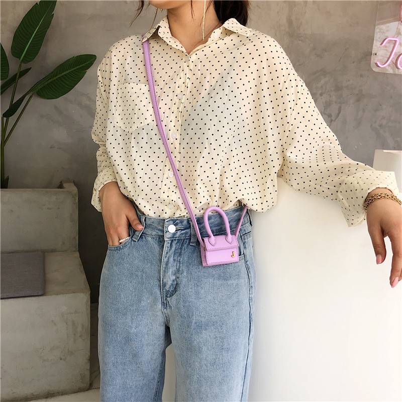 Túi đeo chéo JACQUEMUS siêu mini TV04 da bóng nhiều màu hottrend ullzzang cực đẹp
