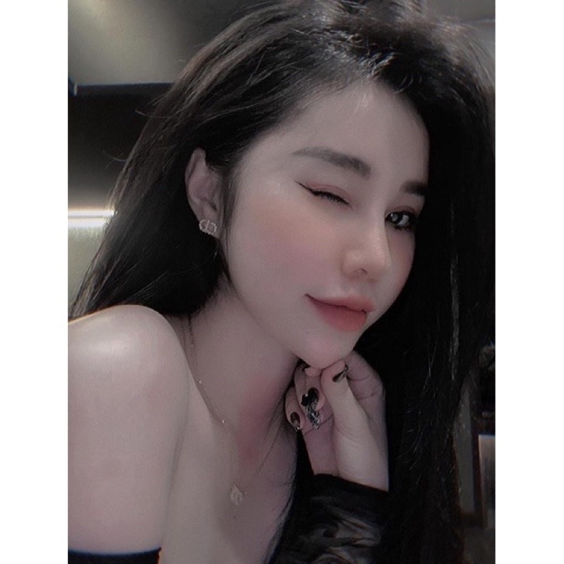 Set vòng cổ + khuyên tai CD titan cao cấp không han gỉ, bông tai thương hiệu cực hot dây chuyền