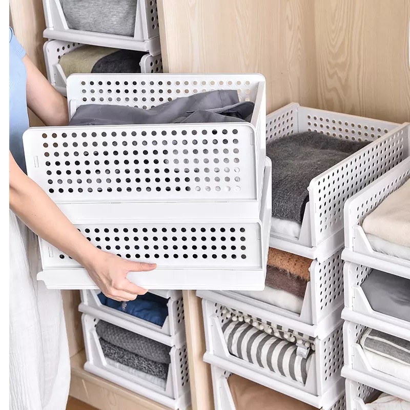 Kệ Ngăn Kéo Phân Chia Tủ Quần Áo, Đồ Dùng Gấp gọn nhựa Thương Hiệu Voi VUÔNG