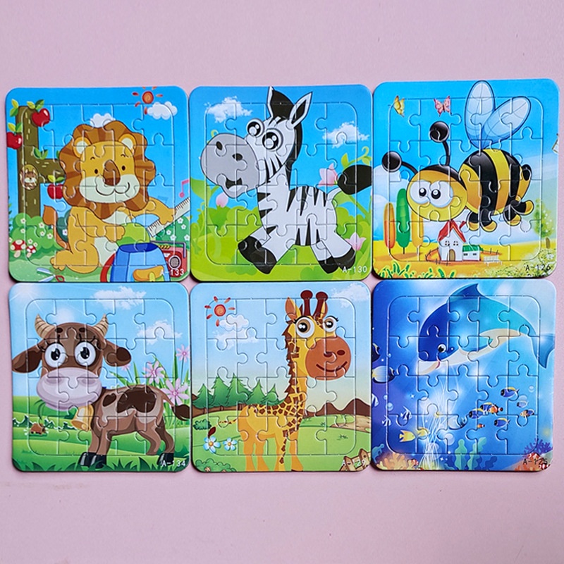 Đồ chơi xếp hình lắp ráp tranh ghép 16 mảnh nhiều hình ngộ nghĩnh size to 14*14cm cho bé