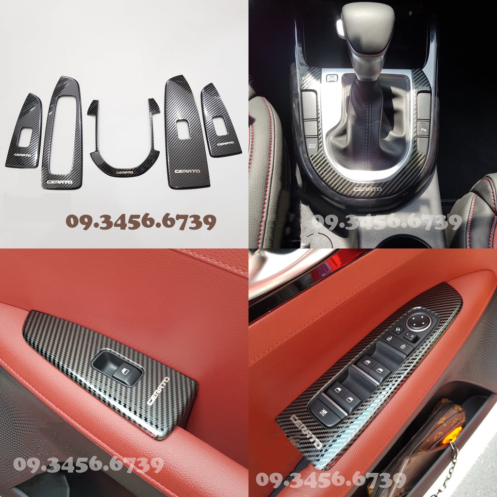 Bộ Ốp Nội Thất Xe Kia Cerato 2019 2020 2021 Mẫu Carbon - 5 chi tiết