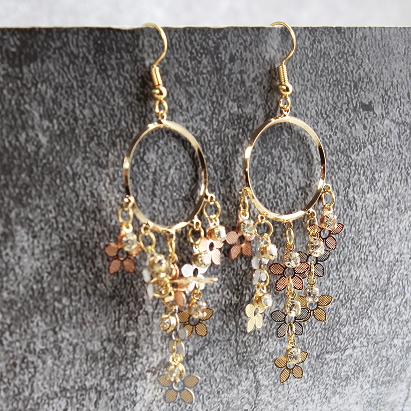 Đôi Bông Tai Dáng Rơi Họa Tiết Hoa Thời Trang Cho Nữ