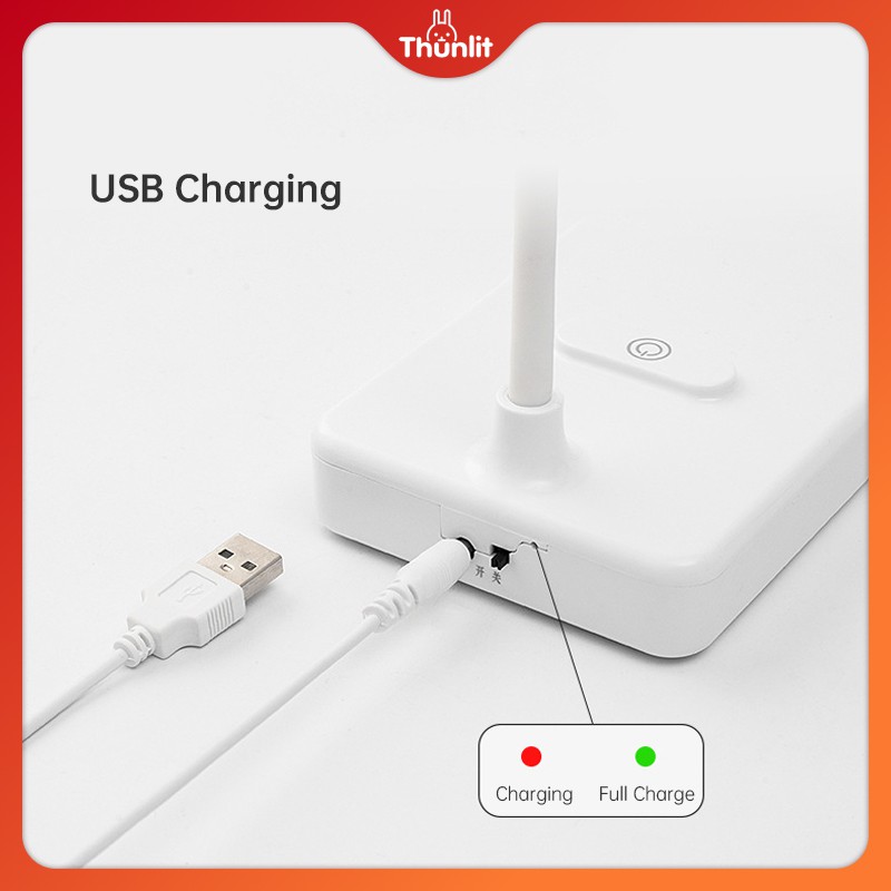 Đèn đọc sách Thunlit 1500mAh điều chỉnh độ sáng 3 màu kết nối sạc cổng USB