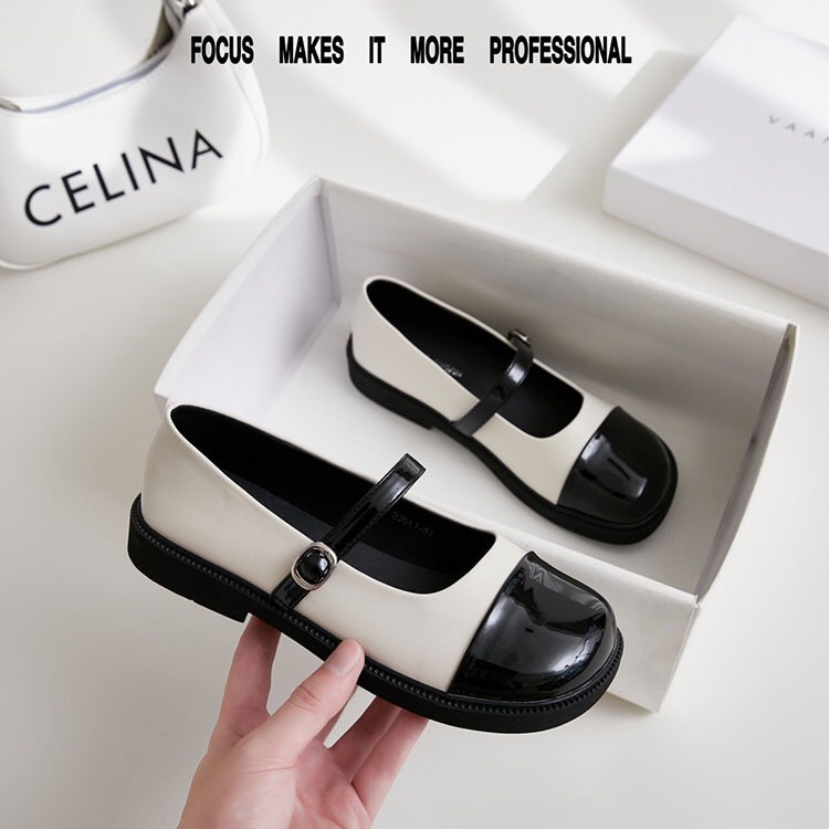 Giày búp bê nữ Lolita mũi vuông FAROSA - V1 (FORM TO) đế 3cm phối da cực phong cách