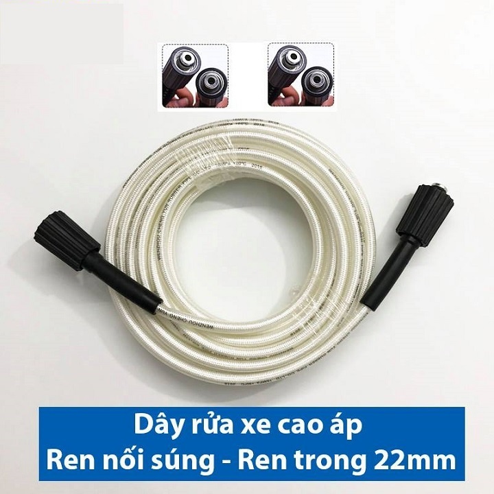 Dây cao áp dài 30m chân ren 22mm dùng cho máy xịt, rửa xe cao áp