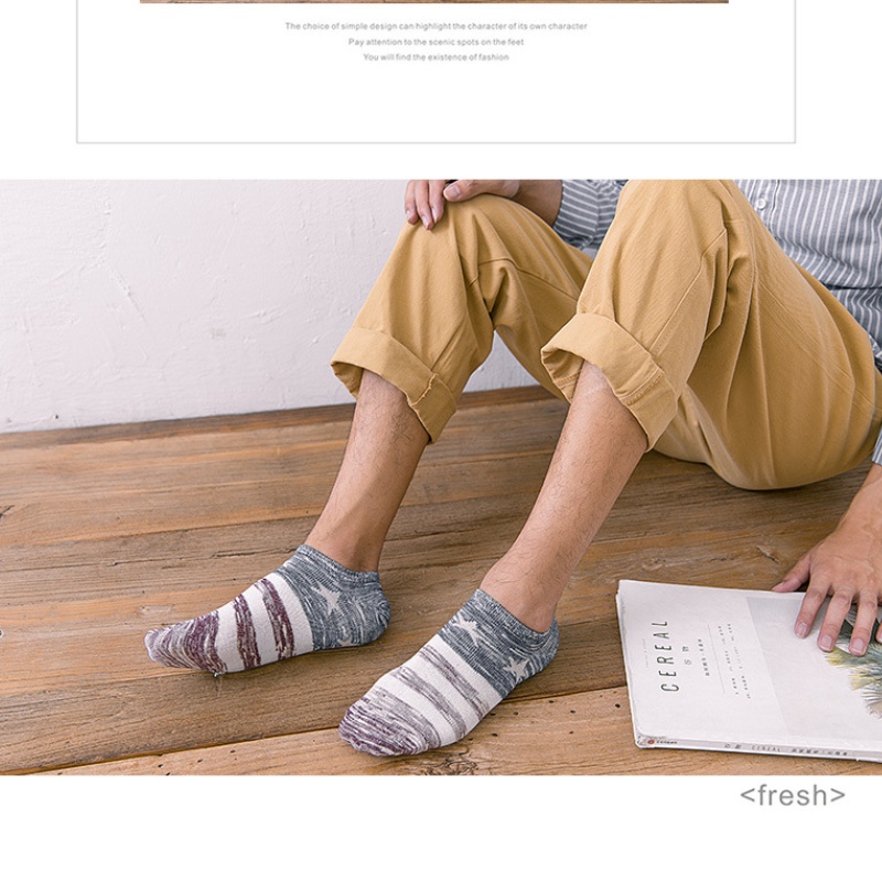 Set 5 đôi tất cotton cổ thấp phong cách đơn giản tiện dụng cho nam