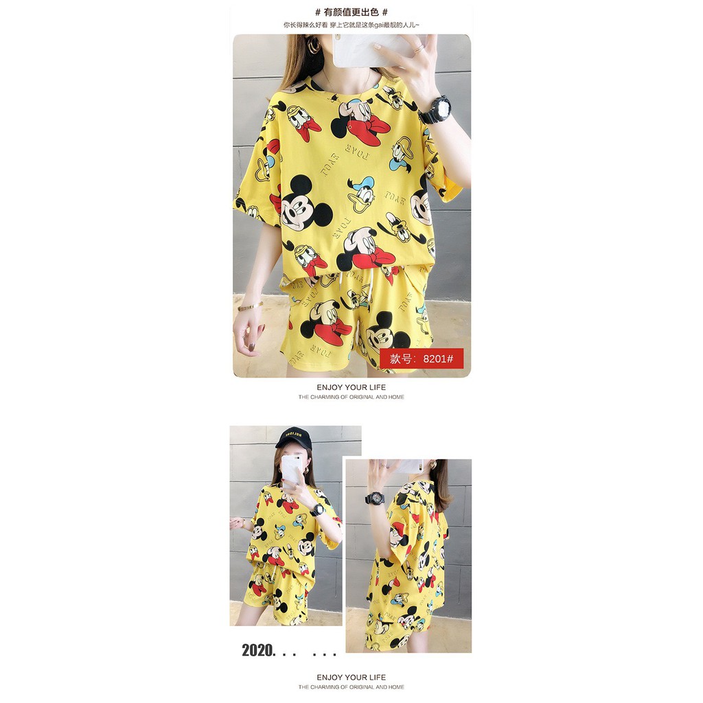 Đồ Ngủ Nữ  ❤️FREESHIP❤️ Đồ Bộ Ngủ Nữ pyjama mùa hè cộc tay - Quần Áo Ngủ Nữ phối họa tiết ngộ nghĩnh đáng yêu mã QA01 | BigBuy360 - bigbuy360.vn