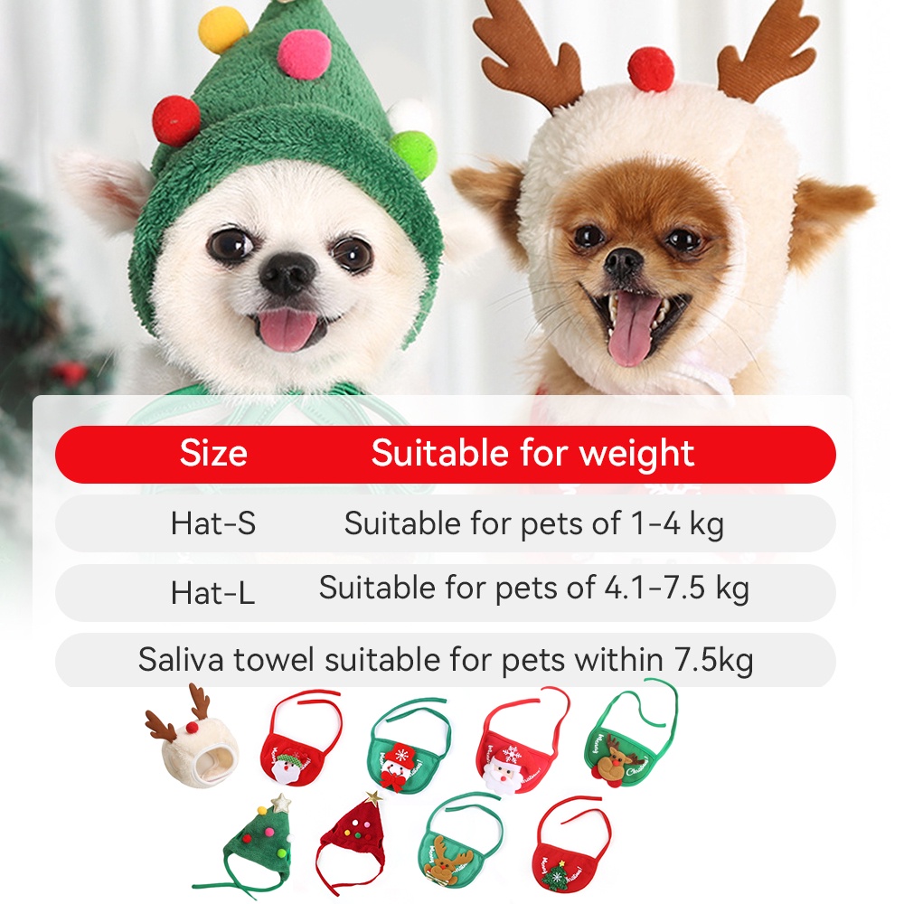 Thú cưng giáng sinh mũ nước bọt khăn yếm ăn mặc đồ dùng