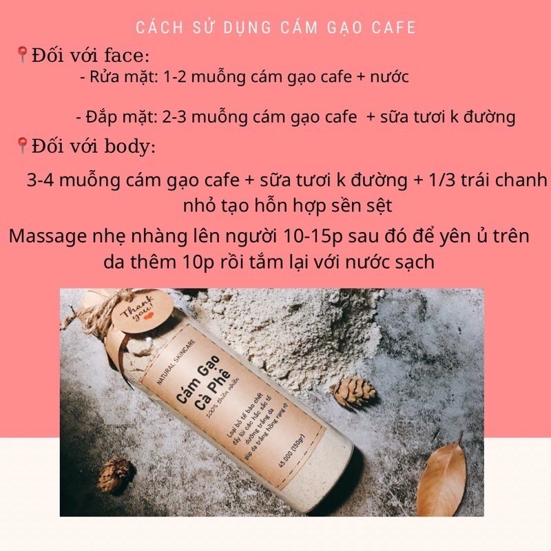 [ MUA 2 TẶNG 1] Bột Cám Gạo Cafe Handmade Tẩy Tế Bào Chết