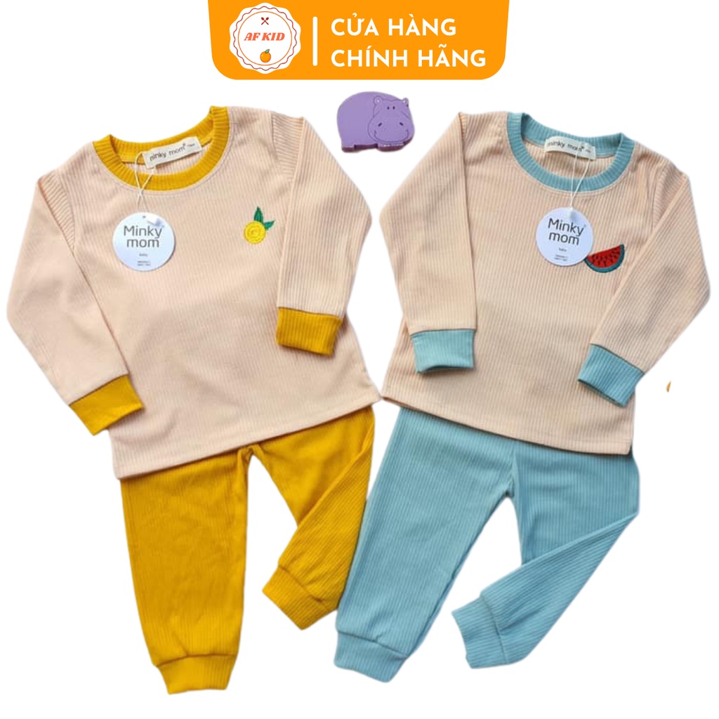 Bộ Quần Áo Dài Tay Minky Mom Thêu Trái Cây Cho Bé Chất Thun Lạnh Cao Cấp Siêu Mềm Mịn Mát