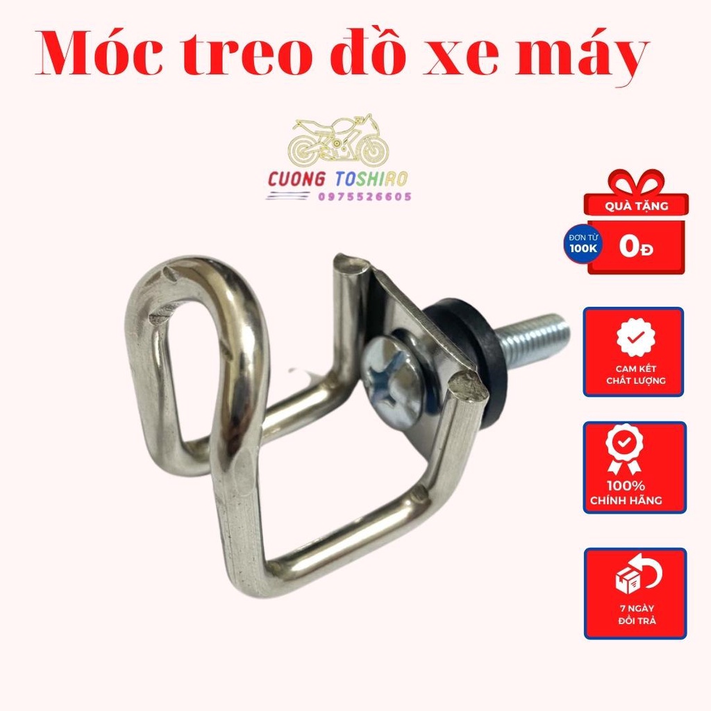Móc treo đồ xe máy loại chữ U, loại kẹp, loại móc câu, dấu hỏi inox titan 7 màu gắn lắp cho mọi dòng xe