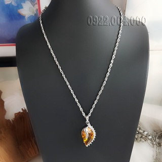 Dây chuyền nữ mặt đá cam hình chiếc lá.