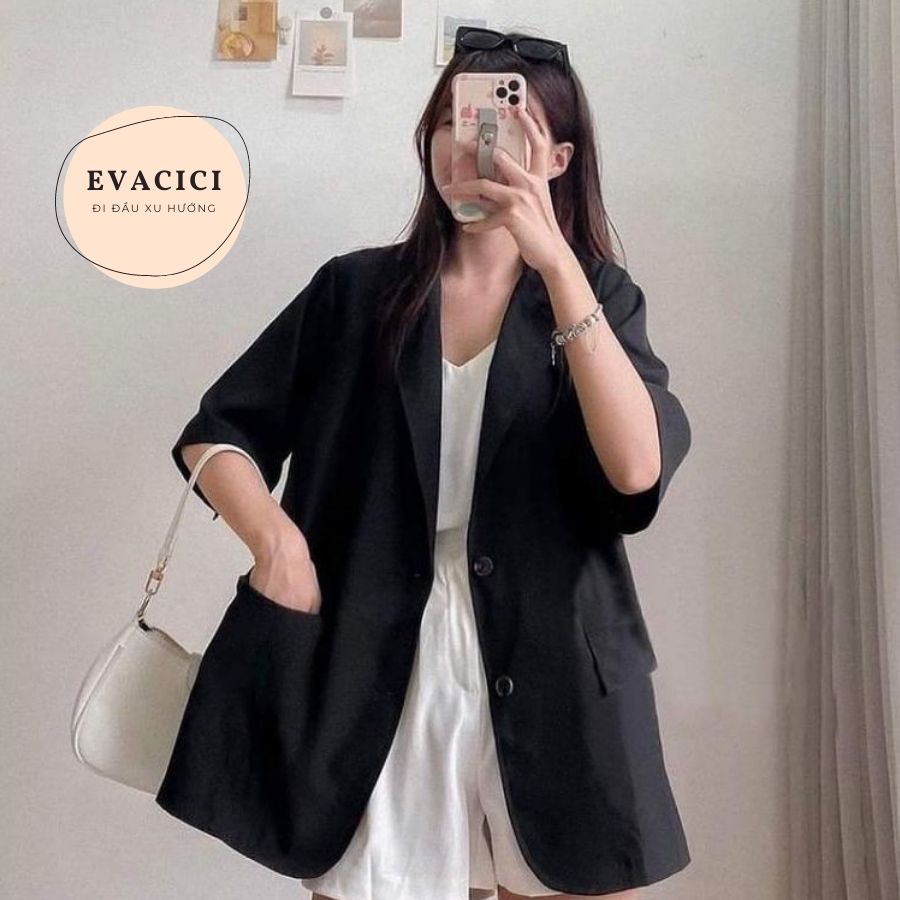 {Evacic}Áo Blazer cộc tay nhiều màu form Hàn Quốc freesize rộng. Blazer tay lỡ