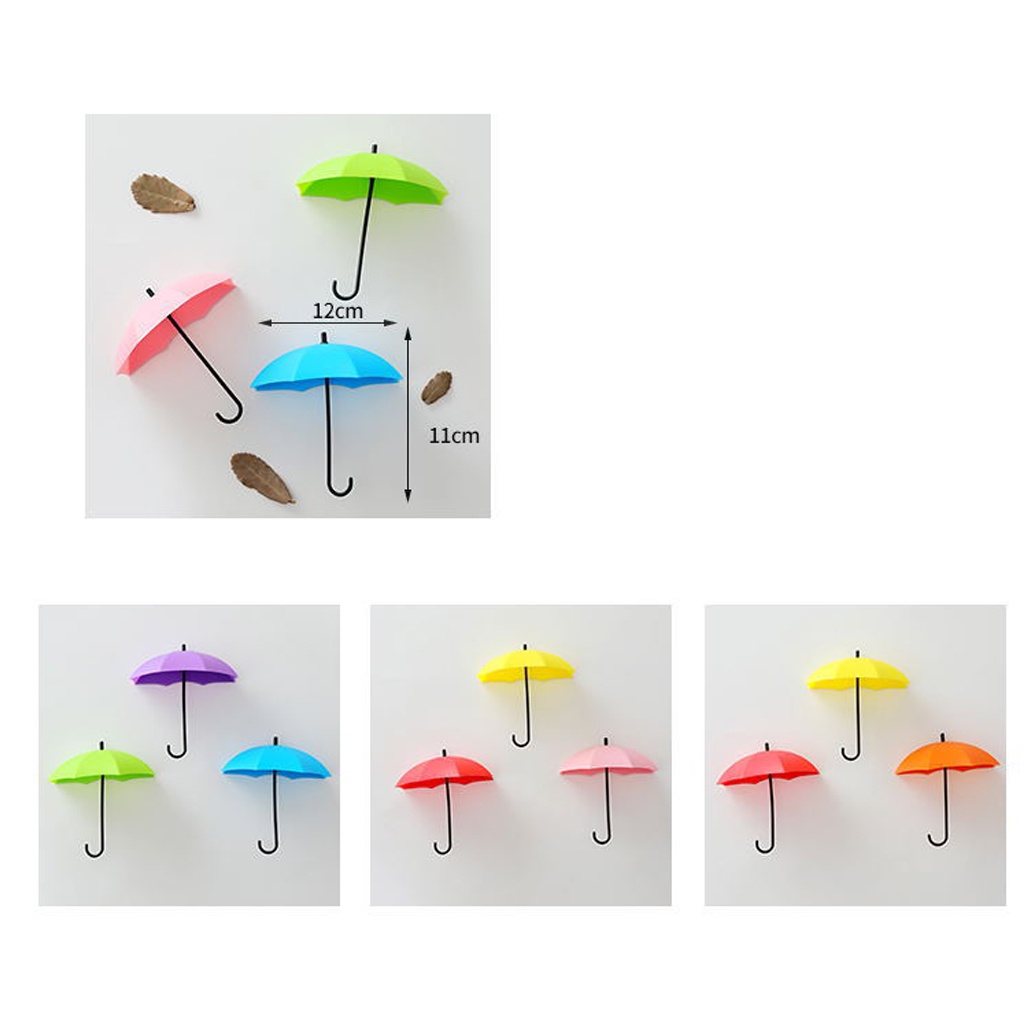 Móc treo dán kính, Treo Đựng Đồ Hình Ô Nhỏ Dễ Thương Nhiều Màu Sắc BABO, móc dính tường