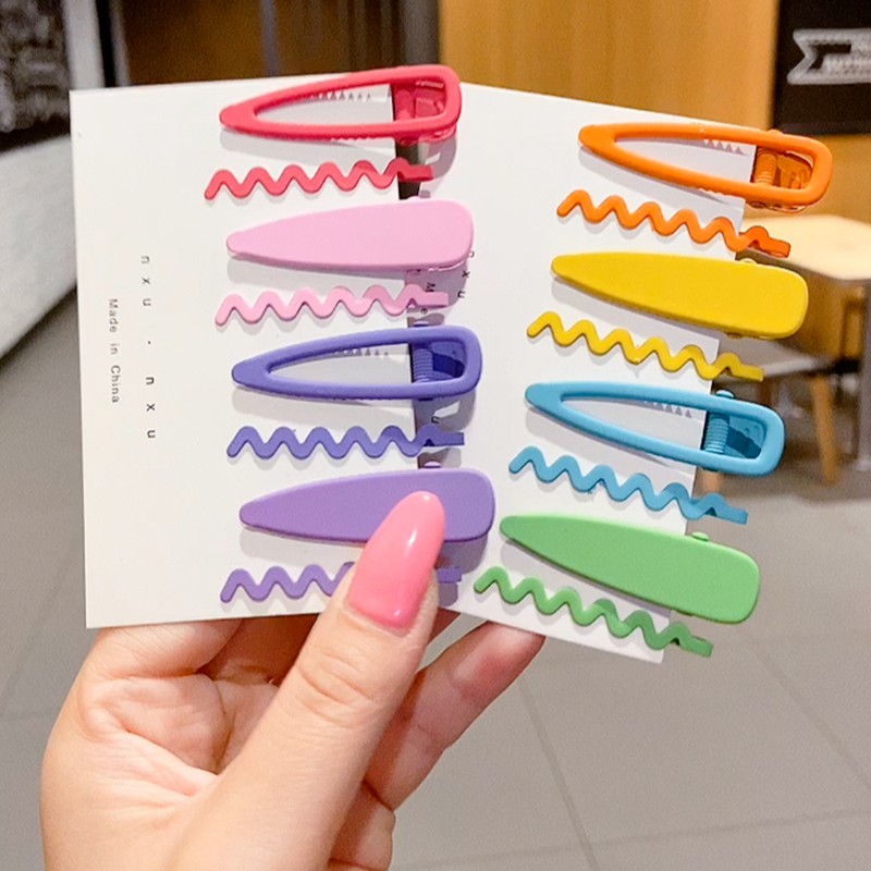 Set 4 Kẹp Tóc Gợn Sóng Nhiều Màu Xinh Xắn Phong Cách Hàn Quốc