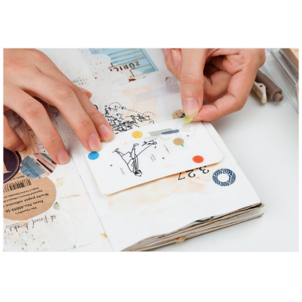 Cuộn Sticker tròn 3m, sticker dán hình tròn dot trang trí sổ, điện thoại, lịch, laptop gocnhocuaco VPP0330