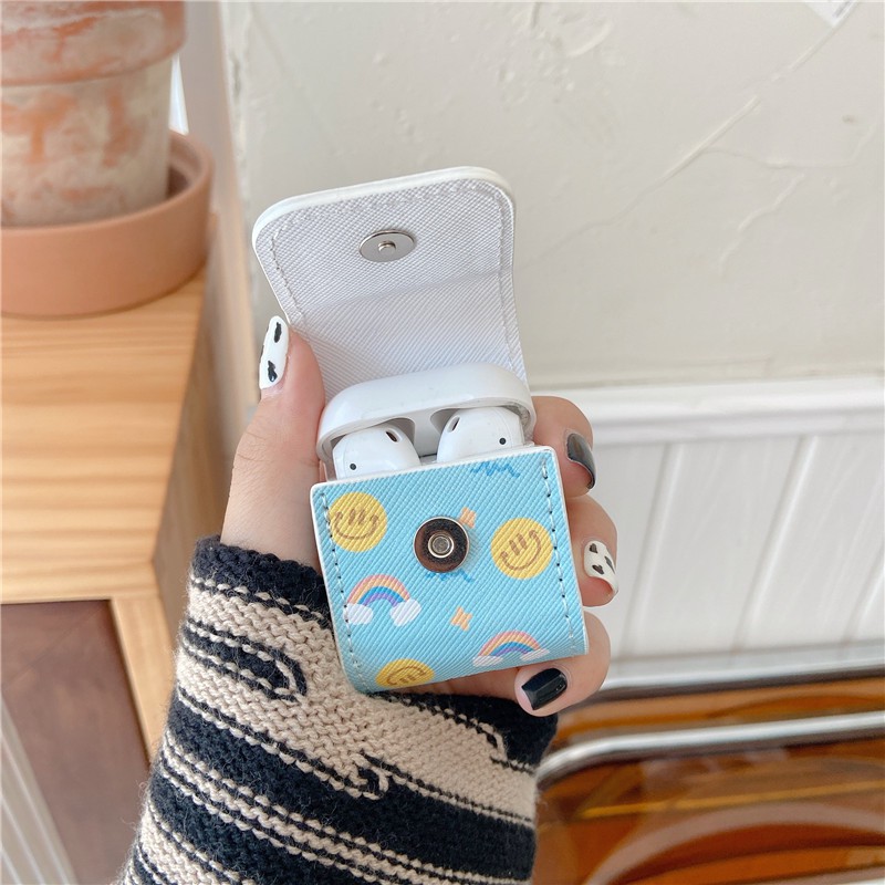 Vỏ đựng bảo vệ phối họa tiết mặt cười và cầu vồng dễ thương cho hộp sạc tai nghe AirPods Pro Airpods 1/2 | BigBuy360 - bigbuy360.vn