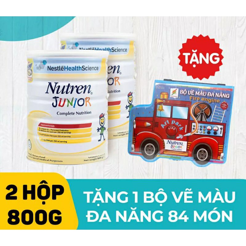 ( Tặng hộp vẽ màu đa năng ) Bộ 2 lon sữa nutren junior 800g