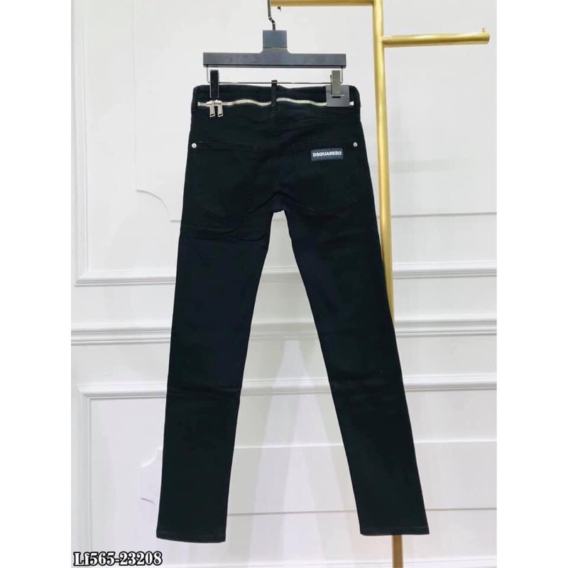 Quần jean bò nam đen trơn DSQ2 phối khoá zip sau viền cạp dáng slim fit chất vải dày dặn bền đẹp QJ157P