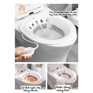 Chậu ngâm xông phụ khoa gập gọn có vòi xịt