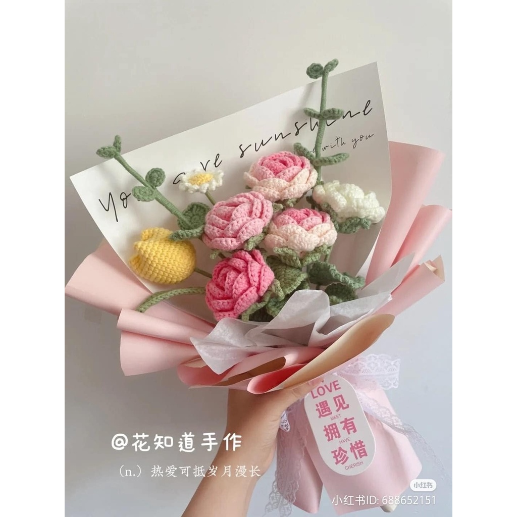 Hoa Hồng bằng len handmade làm quà tặng/sinh nhật