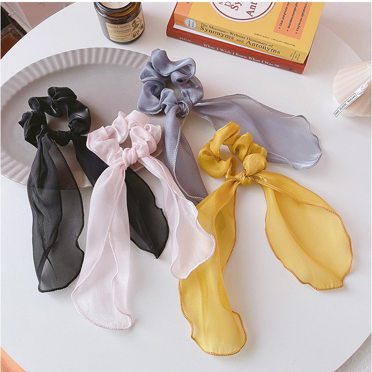 Scrunchies cột nơ vải voan bóng S42