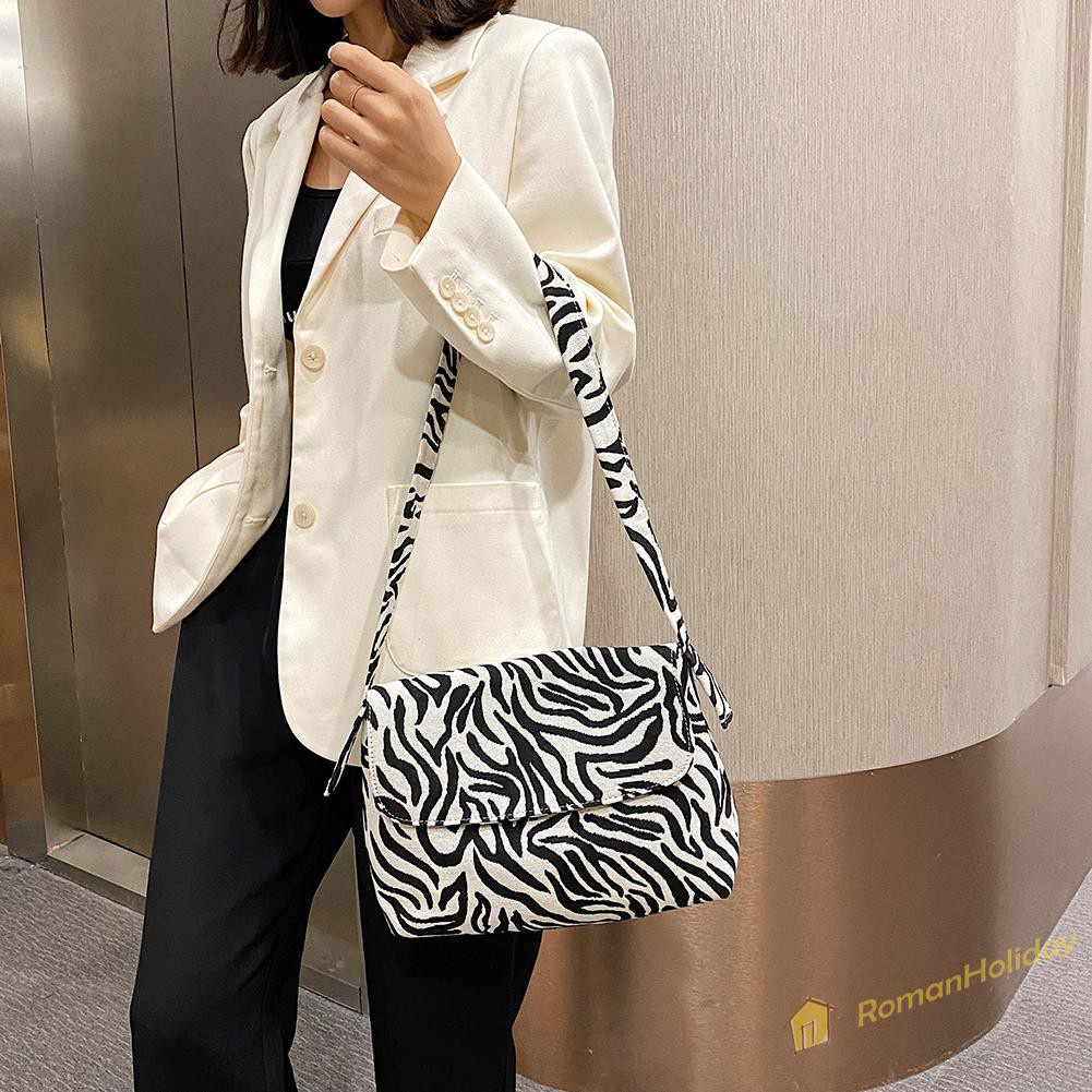 【On Sale】Women Zebra Leopard Print Shoulder Bag Canvas Casual Travel Handbag Totes