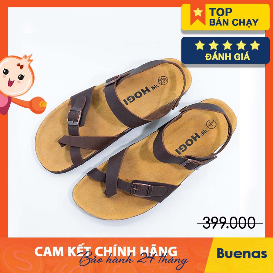 Giày Dép Đế Trấu Da Bò Thật Quai Ngang - Da Nâu [CHÍNH HÃNG - giày dép nam nữ unisex] HG02SDX