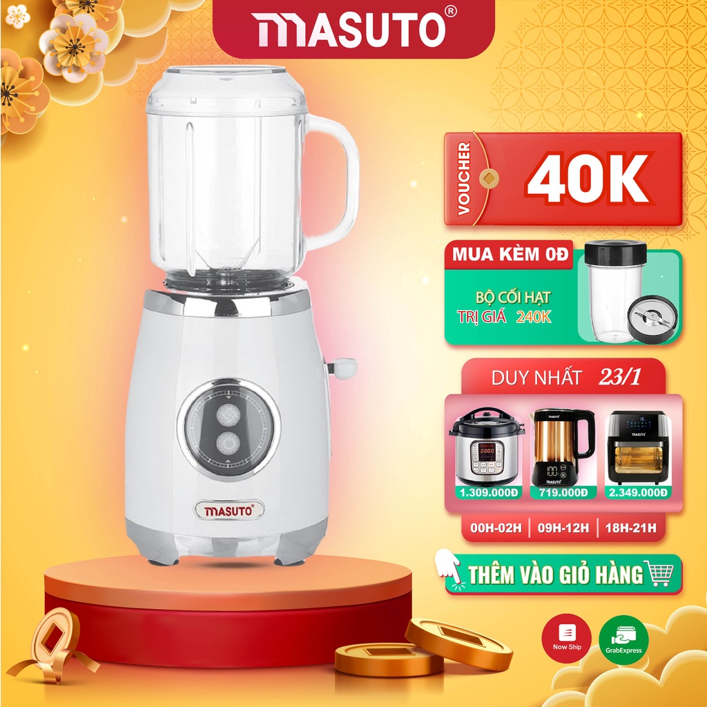 [VOUCHER 40K] Máy xay hạt chuyên dụng Masuto Blender xay sinh tố, xay hạt siêu nhanh nhuyễn mịn chỉ 5s